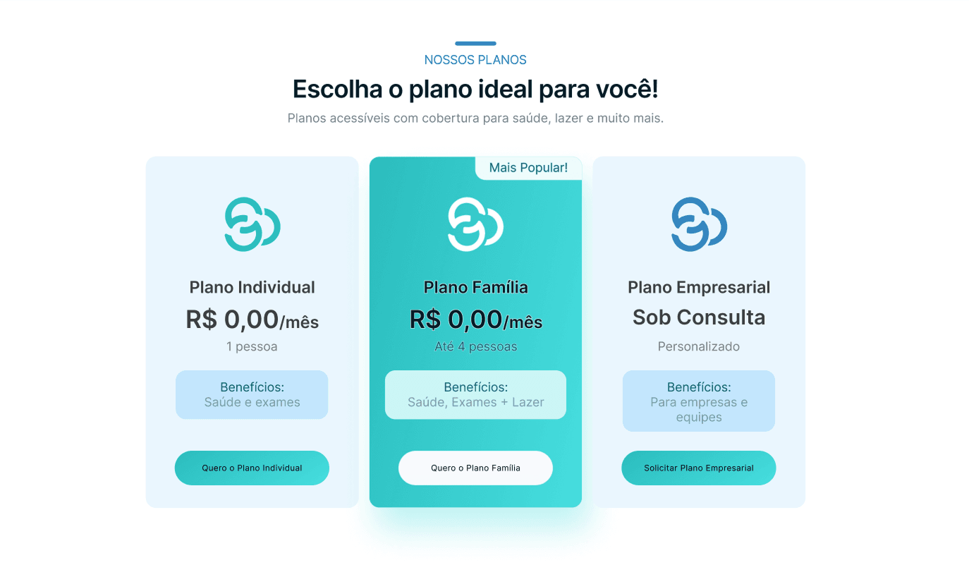 Ilustração dos planos disponíveis